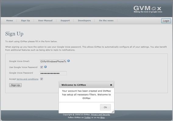 GVMax Account Created